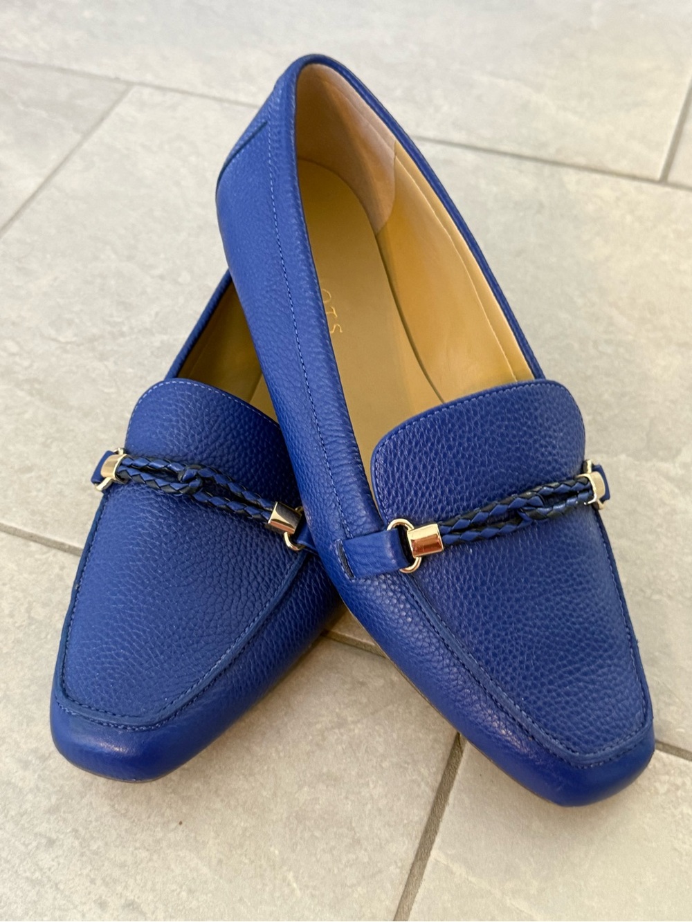 Talbots Royal Blue Braided Bit Leather Loafers Flats 9